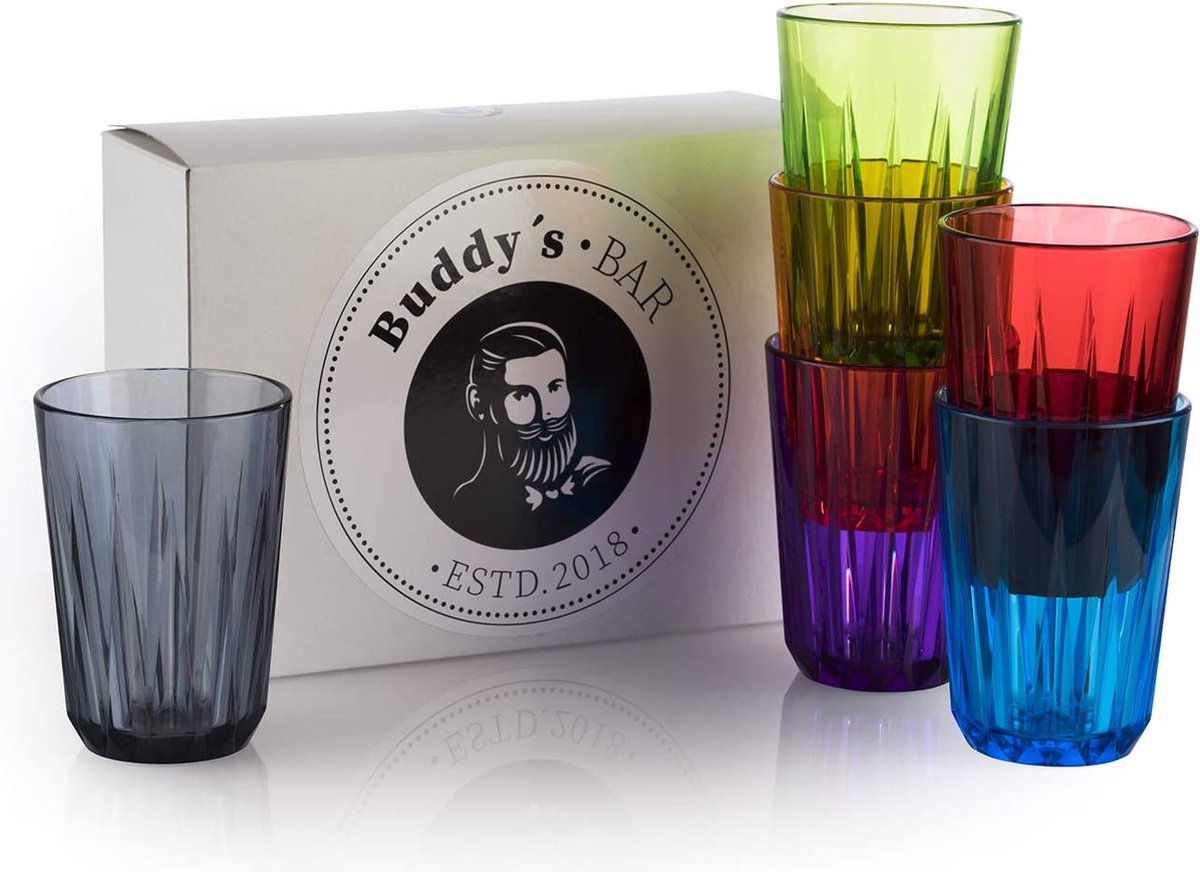 Buddy's Bar Tritan drinkbekers - set van 5 - 150 ml - multicolour