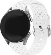 Strap-it Smartwatch bandje 20mm - Gevlochten siliconen bandje - geschikt voor Samsung Galaxy Watch 6 / 6 Classic / Watch 5 / 5 Pro / Watch 4 / 4 Classic / Watch 42mm / Watch 3 41mm / Active 2 - Amazfit Bip / GTS - Polar Ignite / Unite - wit
