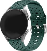 Strap-it Smartwatch bandje 20mm - Gevlochten siliconen bandje - geschikt voor Samsung Galaxy Watch 6 / 6 Classic / Watch 5 / 5 Pro / Watch 4 / 4 Classic / Watch 42mm / Watch 3 41mm / Active 2 - Amazfit Bip / GTS - Polar Ignite / Unite - donkergroen