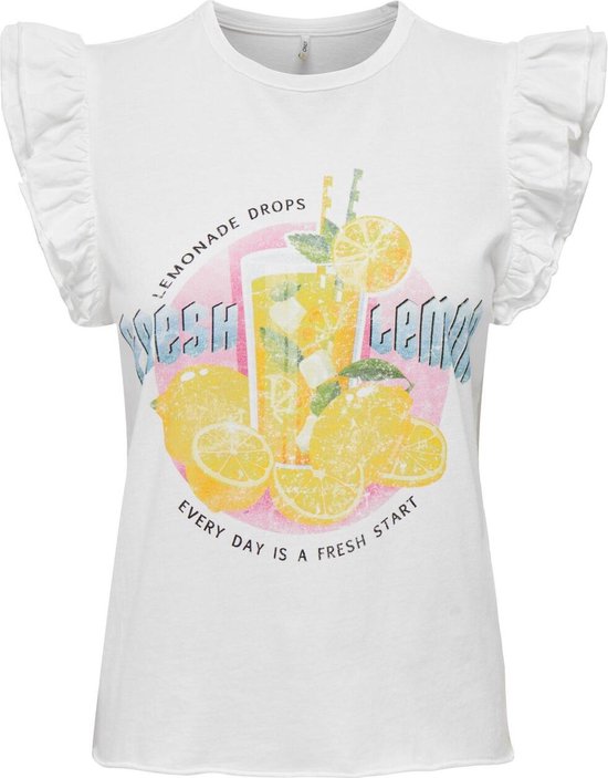 Only T-shirt Onllucy S/s Fruit Top Box Jrs 15295375 Cloud Dancer/fresh Dames Maat - L