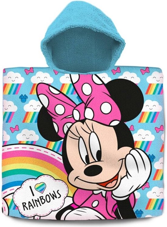 Disney Minnie Mouse bad cape/poncho - 60 x 120 cm - katoen - voor kinderen