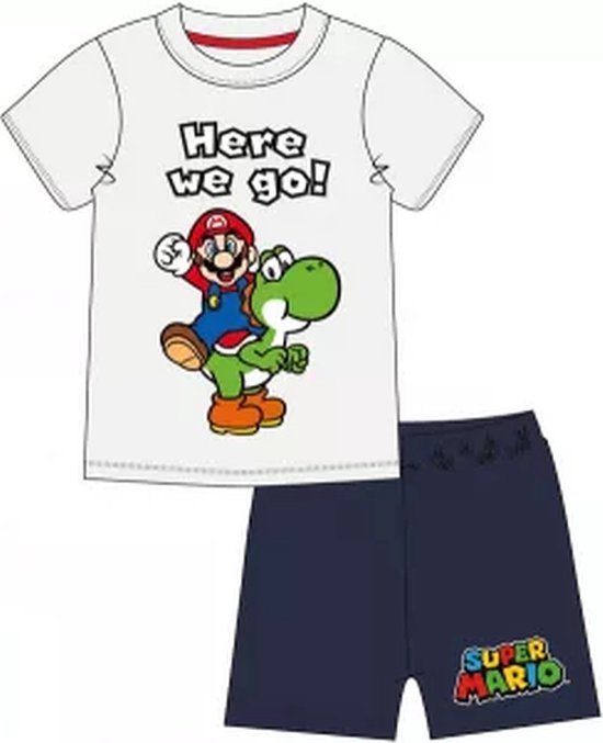 Super Mario pyjama - Wit - Maat 116 / 6 jaar