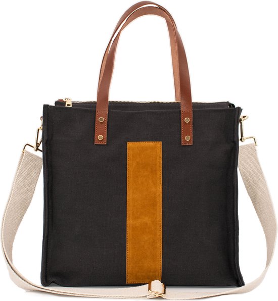 hcanss Canvas Shopper Bag Boodschappentas / Draagtas voor Dames (Antraciet)