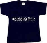 Baby t-shirt korte mouw - #BIGBROTHER - Blauw - Maat 92 - Zwanger - Geboorte - Big brother - Aankondiging - Zwangerschapsaankondiging - Peuter - Dreumes - Ik word grote broer