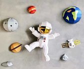 astronaut en zonnestelsel, doe-het-zelf papieren knutselsjablonen, wanddecor-kunstwerk, papieren ornament, papiersculptuur, geometrisch papiercraft-origami, geen afgewerkt model