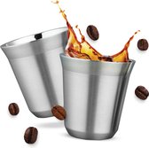 Swanza® Itsy Lungo - Tasses à café - Set de 6 tasses à café - Tasses à café à double paroi - En acier inoxydable - 160 ml