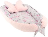 Babynestje Soosie Minky-collectie: Comfortabele Babynestje met Kussen voor Baby's van Luxe Katoen en Roze Minky - Perfecte Toevoeging aan de Babykamer