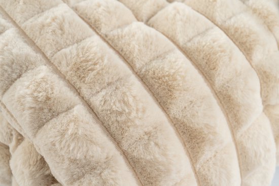 Lalee Harmony Fleece deken plaid zacht blokjes 3d furr bont plaid 150x200 Beige