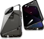 Fiquesa Autri® - Iphone 13 hoesje - zwart - privacy scherm - Dubbelzijdig glas protector - metalen bumper