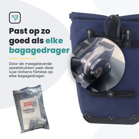 Voltano Luxe E-bike Fietstas 28L - Marine Blauw - Pakaftas Met Laptop vak - 100% Waterdicht - Met Gratis Schouderband van Voltano — afbeelding 3