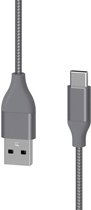 XLayer - Metallic USB naar Type C (USB-C) Kabel 1.5m - (Snel Opladen 3A/USB 2.0) Smartphone-Kabel, USB Type C, USB Type C - Spacegrijs