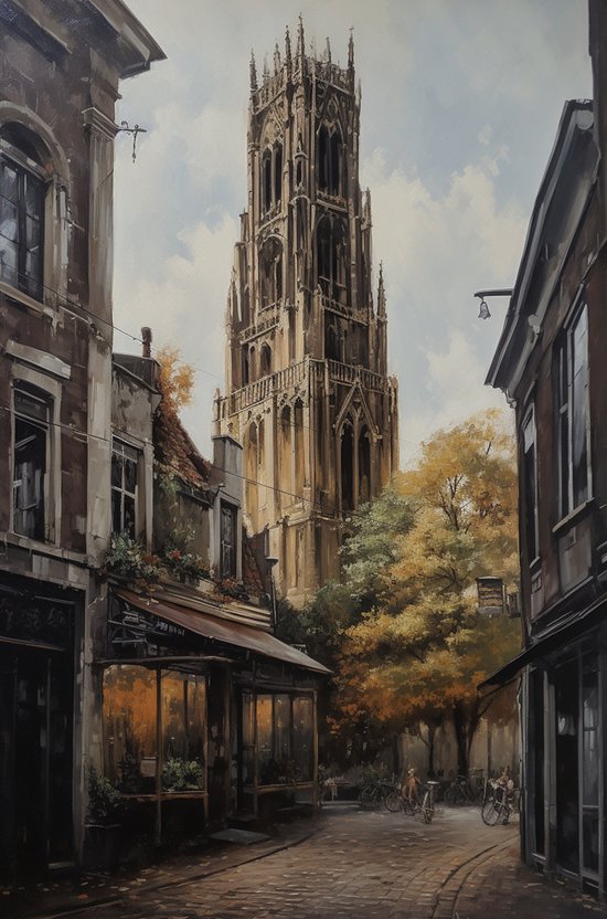 Sfeer Posters - De Domtoren - Utrecht - Schilderstijl - Wanddecoratie - Interieur Design - posters - formaat 50x70cm - S243