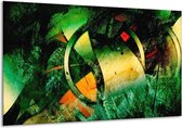 Schilderij Op Canvas Abstract - Groen, Geel, Rood - 120x70cm 1Luik - Foto Op Canvas - GroepArt 6000+ Schilderijen 0p Canvas Art Collectie - Wanddecoratie - Woonkamer - Slaapkamer - Canvas Print