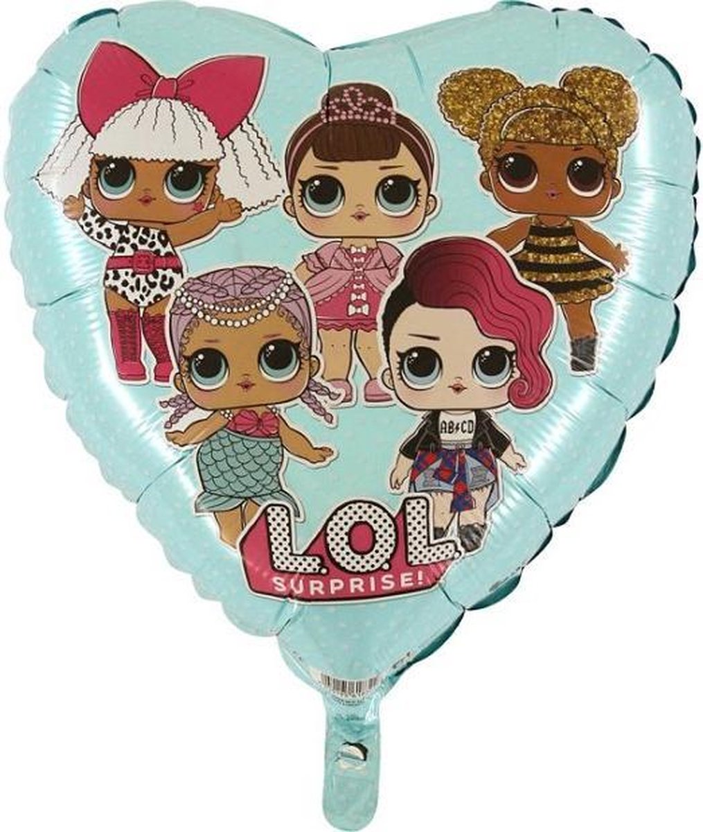 LOL Surprise hart folieballon licht blauw 45 cm.