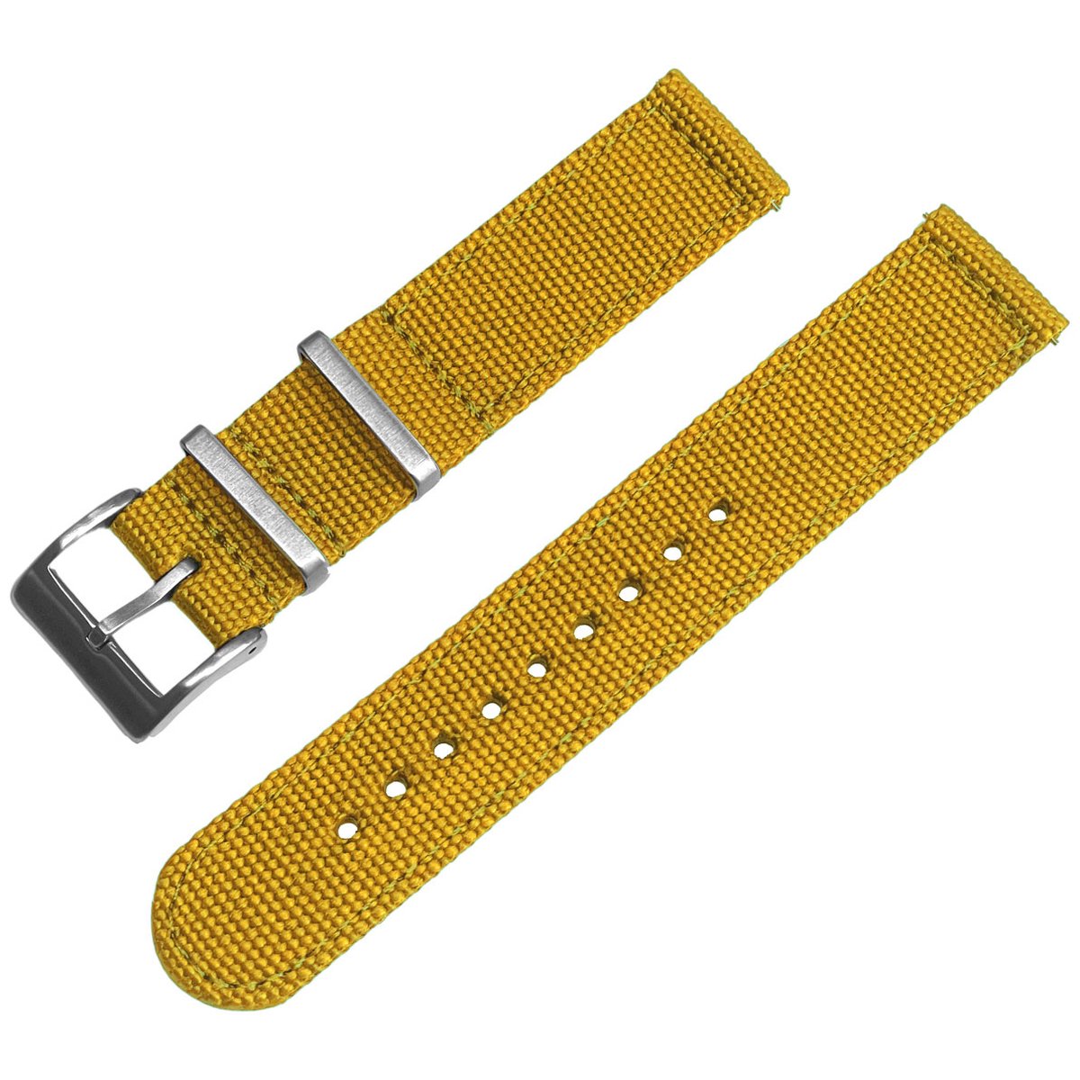 Canvas Like Nylon Two Piece NATO Strap - Makkelijk Zelf te Verwisselen Horlogeband - Mostergeel 20mm