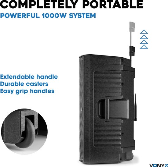 Electronic Corp  Enceinte Portable Sans Fil 1000 W avec 2 Micros
