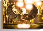 Hout - Gouden Egyptisch Isis Beeldje - 40x30 cm - 9 mm dik - Foto op Hout (Met Ophangsysteem)