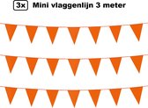 3x Mini ligne de drapeau orange 3 mètres - 10x 15cm - party à thème de mariage fête de la ligne du drapeau du festival