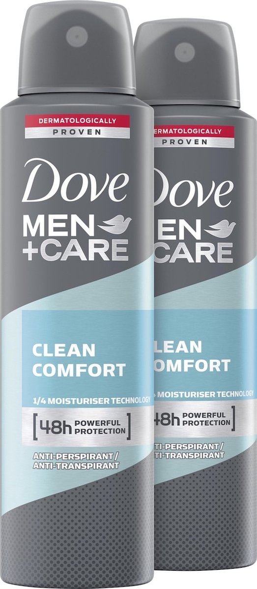 Dove Men+Care Clean Comfort Deodorant - 2 x 150 ml - Voordeelverpakking - Dove