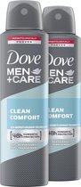 Dove Men+Care Clean Comfort Deodorant - 2 x 150 ml - Voordeelverpakking