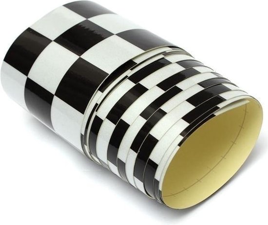 Geheugen agenda Dank je 3 inch zwart wit geruite vlag vinyl decal tape auto motorfiets fiets tank  sticker | bol.com