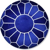 Velvet poef blauw - Ronde poef - Fluwelen poef - Handgemaakt en uniek - Gevuld geleverd - Ideaal voor je woon-, slaap- of kinderkamer