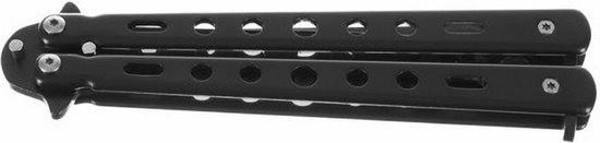 Vlindermes Trainer - Butterfly Knife Trainer - Zwart - RVS