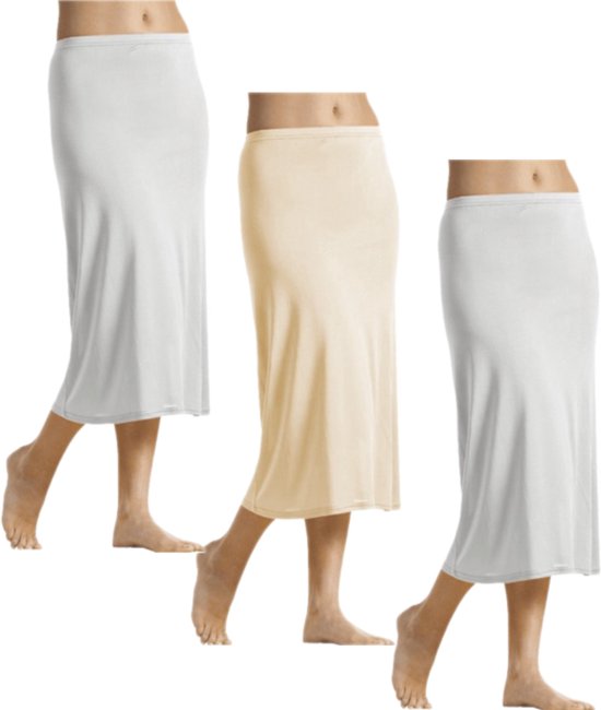Jupon coton femme 70cm | 3 paquets | Blanc / beige | M | bol.com