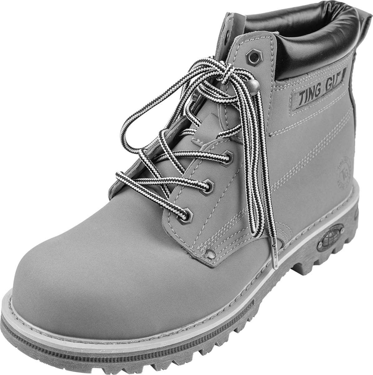 Ronde schoenveters | Voor werk- en wandelschoenen | Metalen nestel | Kleur: Zwart/ Wit| Lengte: 140cm