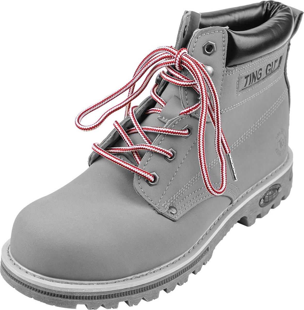 Ronde schoenveters | Voor werk- en wandelschoenen | Metalen nestel | Kleur: Rood/ Wit | Lengte: 140cm