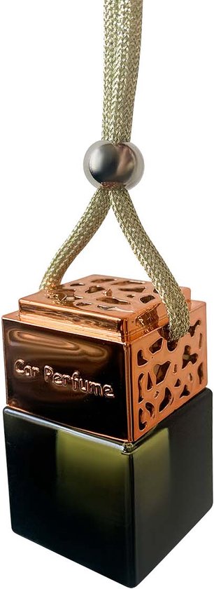 Auto parfum, Car Perfume voor auto, caravan, zwart geurflesje en rose goud dop, geur La Vie (dames), 5ml. met koord