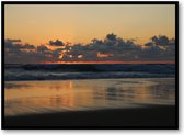 Zee met ondergaande zon - Fotoposter 70x50 met Lijst