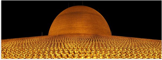 Poster Glanzend – Gouden Dhammakaya Tempel Vol met Boeddha's - 60x20 cm Foto op Posterpapier met Glanzende Afwerking