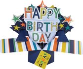 3D Pop-up wenskaart met envelop – Happy Birthday - Stars - Have a great day!