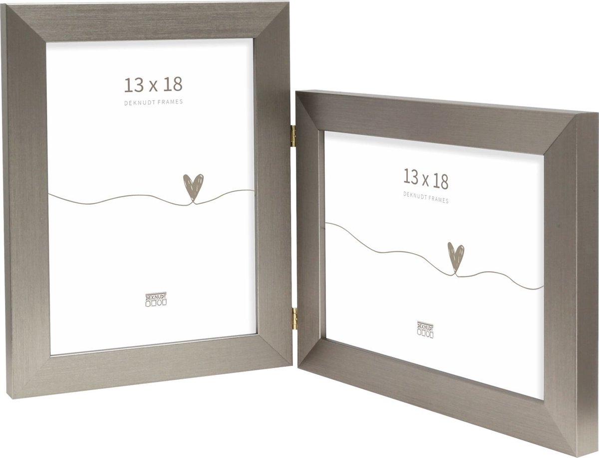 Deknudt Frames fotolijst S41VD1 H1V1 - zilver - tweeluik - 2x 13x18