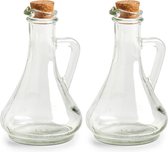 Zeller olie- en azijn fles - set 2x - glas - 270 ml - met kurk