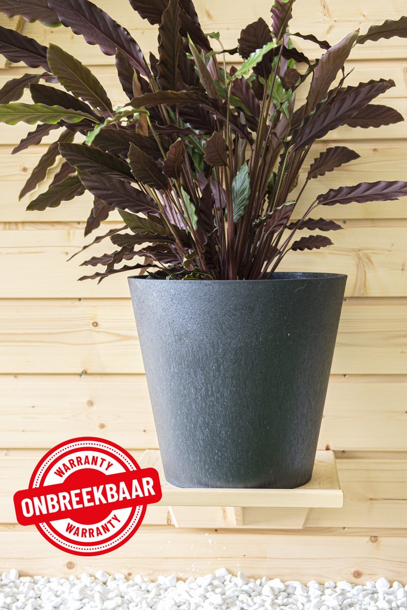TierraVerde Kunststof Bloempot Rond – Ø 40 cm x H 38 cm – Voor binnen en buiten – Zwart – Eco-Friendly en Duurzame Bloembak/Plantenpot – 100% Gerecycleerd Rubber