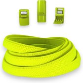 Agletless® Lime Platte Elastische Veters Zonder Strikken 9mm - Magneet Snelsluiting - 1 Paar - Kinderen & Volwassenen | One-Size-Fits-All