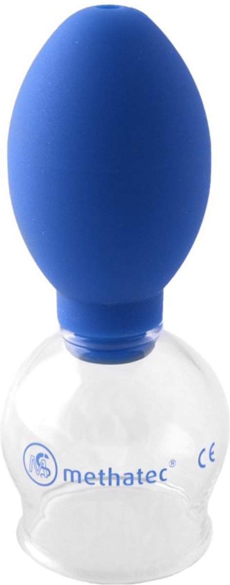 Professionele massage glas cup voor cupping met regelbare zuigkracht 2 kleps vacuumpomp 5 cm - methatec