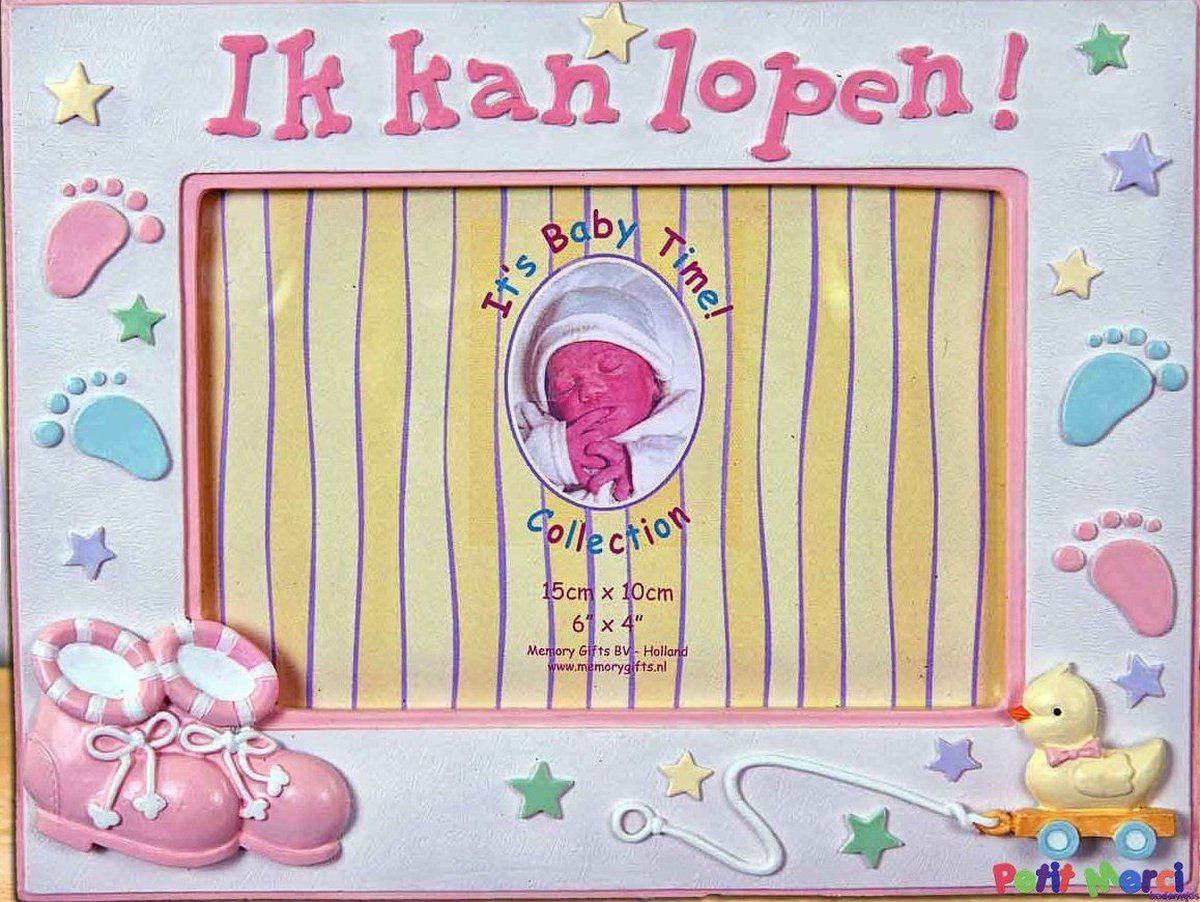 fotolijst ik kan lopen roze