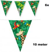 6x Vlaggenlijn Jungle 10 meter - dubbelzijdig bedrukt - verjaardag feest thema party fun dieren