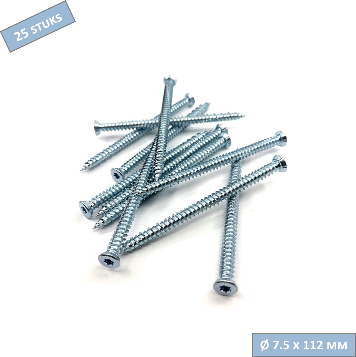 UFAST kozijnschroef Ø 7.5 x 112 mm - Platte kop - Verzinkt - Torx - 25 stuks