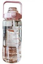 Jawes- Motivation Drinking Bottle- Rose- Bouteille- Bouteille 2L- Bouteille d'eau avec paille- Bouteille d'eau- Bouteille d'eau 2 litres- Water potable