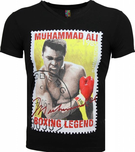 T-shirt - Muhammad Ali Zegel Print - Zwart