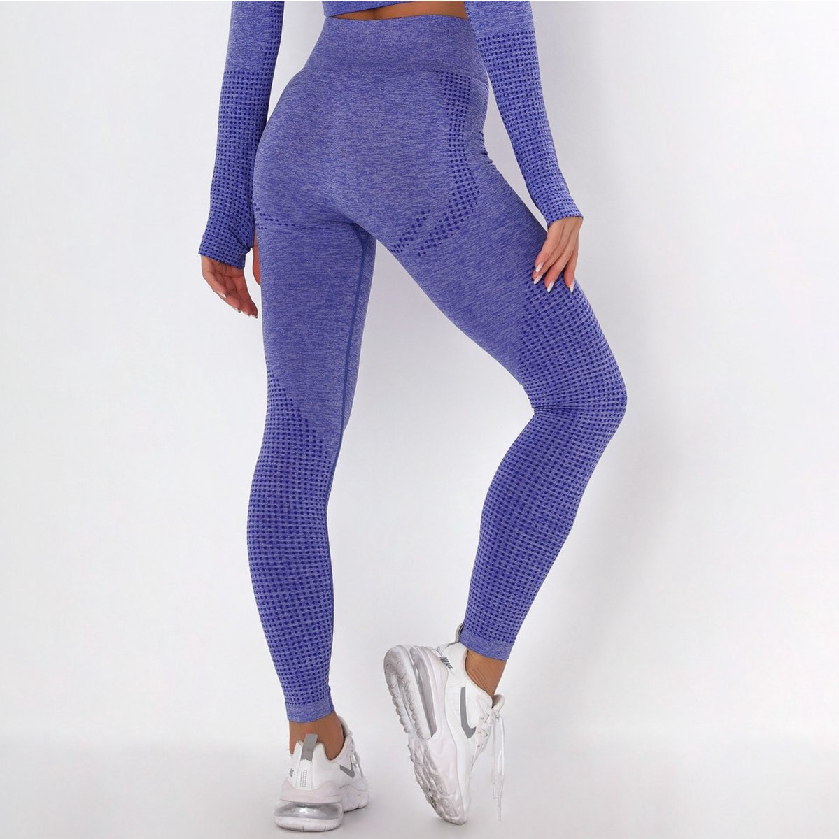 SUNMOOL - Sportlegging High Waist - Sportlegging - Dames Sportlegging - Legging - Hight Waist - Yogalegging - Sport Broek - Blauw - Maat: M