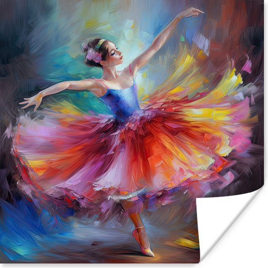 Poster Schilderij - Olieverf - Dans - Ballerina - 30x30 cm