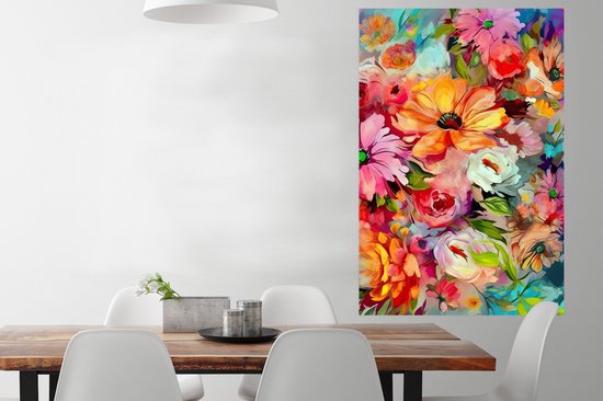Poster Fleurs - Coloré - Art - Peinture à l'huile - 80x120 cm