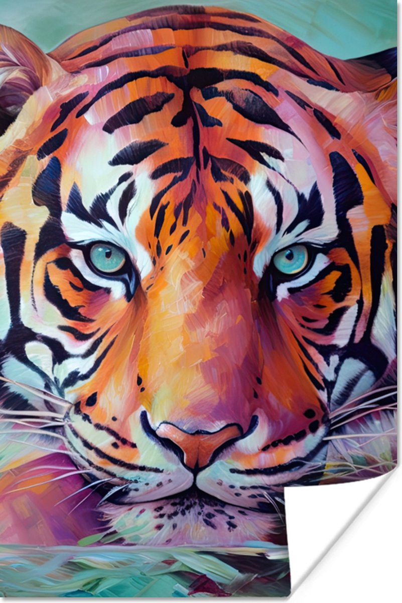 Poster Tijger - Olieverf - Dieren - Kunst - 80x120 cm