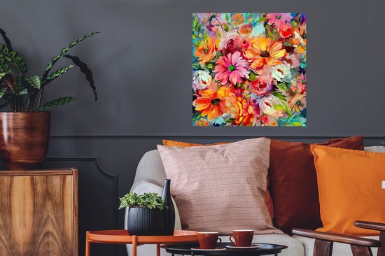 Poster Fleurs - Coloré - Art - Peinture à l'huile - 50x50 cm