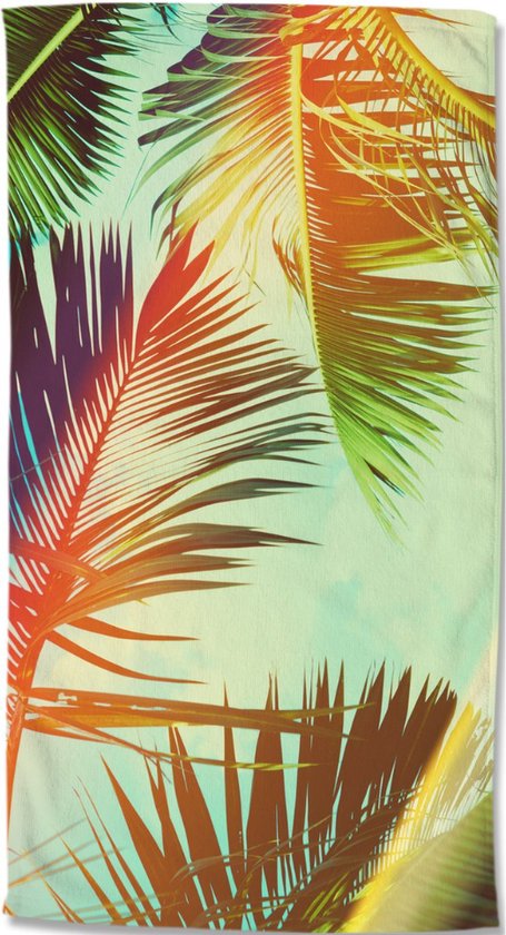 Droomtextiel Palm Bladeren strandlaken - Handdoek 100x180 cm - Heerlijk Zacht - Poly Velours